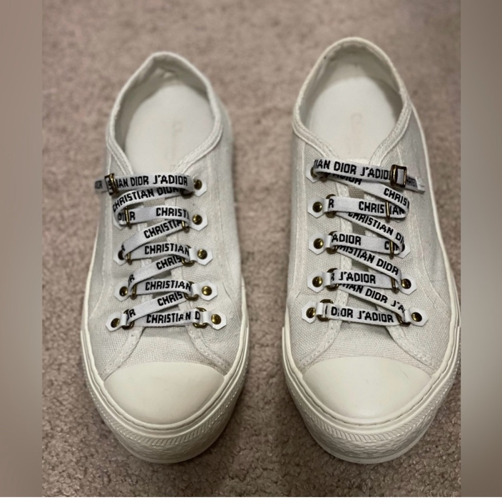 Dior White Canvas Sneakers with Graphic Laces - Picture 7 of 7